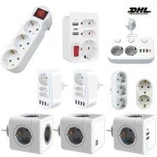 EU Steckdose Steckdosenleiste Mehrfachsteckdose Steckdosenverteiler USB 3/4Fach