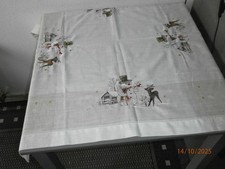 Weihnachtstischdecke in cremeweiß mit Schneemann in Leinenoptik