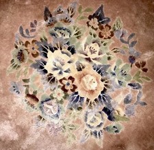 Seide Teppisch China Rund RARITÄT alte Rose 1 Meter 89