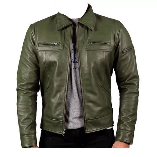 Herren olivgrün lederjacke - olivgrün,