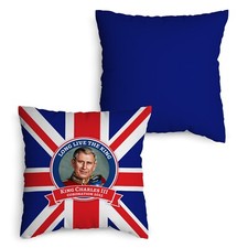 King Charles Krönung - Union Jack Flagge - 45cm Quadratisches Kissen