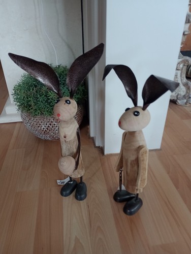 Paar osterhasen holz - osterhasen, metall