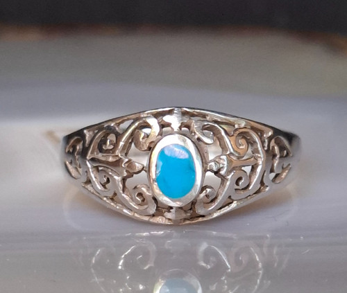 Ring silber 925 achat - ring, blau