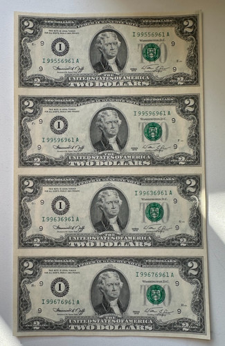 4er bogen dollar banknote - 4er, 2$