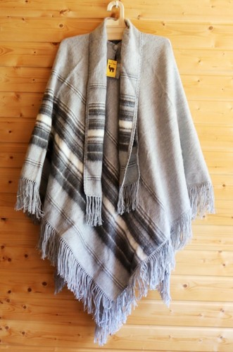 Alpaka poncho hellgrau elegant - alpaka,
