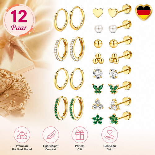Paar ohrringe golden set - ohrringe,