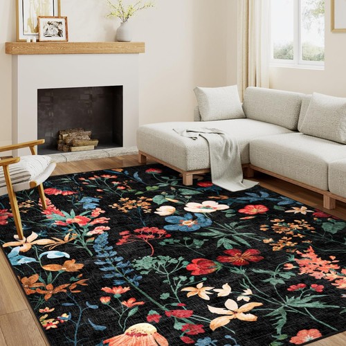 Teppich waschbar blumenmuster - teppich,