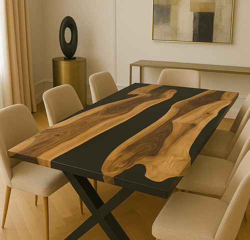 Black epoxy river dining - black,