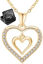 Herz Kette 925 Silber gold Halskette mit Anhänger Geschenk Freundin Frauen Damen