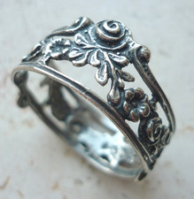Silberring 925 Silber  Rosen Dekor, ca.  Gr 20  (RG 63 ) ungetragen