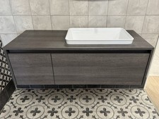 Mastella Waschtisch mit Unterschrank, Holz-Optik, grau - 51 x 120 x 38 cm