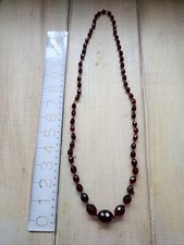 Art Deco Bakelit Halskette Kirsche Bernstein facettierte Perlen lange Halskette 32 g