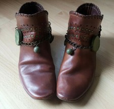Damen Stiefelette AREA FORTE Gr. 39 braun Leder Nieten Hippie Boho Sommer Boots