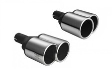 Duplex Auspuffblenden N2-43 rund 100mm Endrohre Doppelendrohre Set Anschluß 60mm