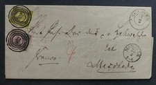 1850 MiNr 2d+4a FriedrWilh 1 Sgr lilarosa+ 3Sgr Insinuationsdokument 982MÜNSTER