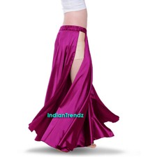 Violett Rot Satin Panel Rock Bauchtanz Tribal Side Schlitz Kostüm Flamenco Petal