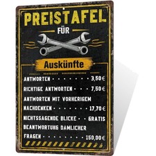 Preistafel Blechschild