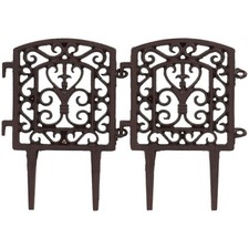 Beetzaun Beeteinfassung Beetumrandung 20x27 cm Ziergitter Garten Gusseisen Braun