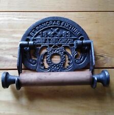 PAPIERHALTER ANTIK VINTAGE LANDHAUS STIL GUSSEISEN HOLZ TOILETTENPAPIERHALTER 