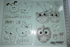 Stempel clear stamp 2 Sets Süße Tiere Hund Katze Eule