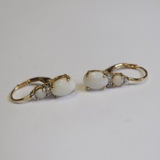 Opal, Diamant Ohrhänger 585 Gold, 22 mm = 2,3 g