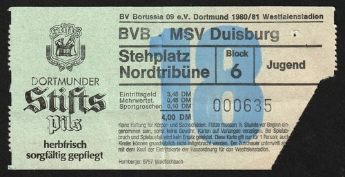 Ticket 1980 borussia - ticket, 1980/81