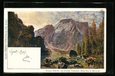 Künstler-AK Anton Hlavacek: Pragser Wild-See mit Seekofl. Pusterthal 1901 