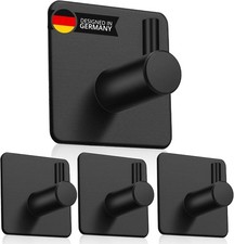 Handtuchhalter Handtuchhaken 4 Stück ohne bohren selbstklebend Edelstahl Schwarz