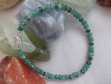 Zierl. Smaragd, Grüner-Korund Armband, 5-4mm, fac. Rondelle, 19,7cm, 925 Silber