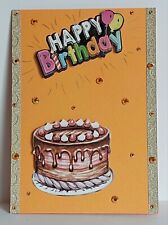 Glückwunsch Karte 3D Happy Birthday mit Umschlag Handarbeit Strass Unikat 