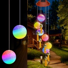 LED Solar Windspiel 6 Kugeln