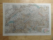 Orig.(1908) Lithographie Landkarte Schweiz (N14)
