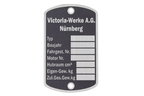 Typenschild für victoria - für,