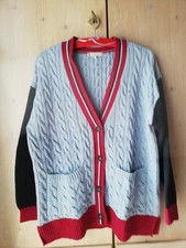 Tommy Hilfiger Damen Strickjacke Cardigan Gr. M Hellblau/Marine