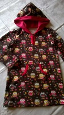Kapuzenkleid Kleinkind Hoody Gr. 92 Eulen braun pink Handarbeit Mädchen neu