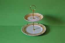 zweistöckige Etagere Teller Seltmann Weiden Alt Dresden Rosengarten 0785 10