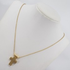 KIESELSTEIN CORD KETTE MIT KREUZ-ANHÄNGER IN 750/GELBGOLD GEWICHT: 18,20gr.