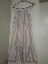 Sommerkleid Baumwolle Bunt Gestreift Volants Strand 146 152 Mädchen