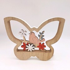 Deko Schmetterling aus Holz von Formano mit Vogel und Blumen