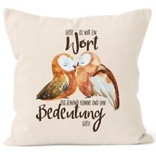 Kissen-Bezug Liebe ist nur ein Wort Eule Liebe Spruch  Kissen-Hülle Deko-Kissen