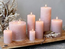 Dunkelrosa Säulenkerzen, hellrose rustikal klobig Kirchenkerze, 9 Größen