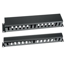 HMF Kabelmanagement Kabelkanal horizontal für Serverschrank, 19 Zoll, 1 HE, 2 HE