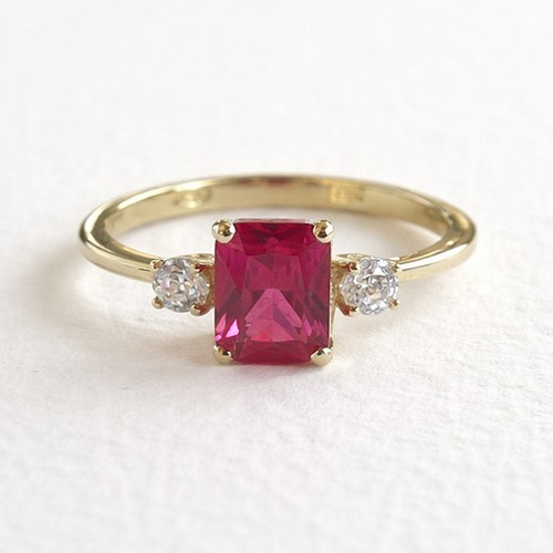 14k gelbgold roter ring - gelbgold, mit