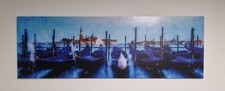 Venedig bei Nacht Panorama Bild auf Alu Dibond, Aquarell Look
