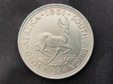 SÜDAFRIKA 5 SHILLINGS 1951 - SPRINGBOCK - GEORGE VI. - SILBER KM#40 - S. ERH. #2