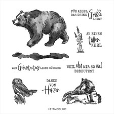 Stampin Up Stempelset WILDROMANTISCH, Rarität mit tollen Tieren, Wolf, Bär, Eule