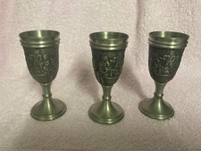 3 Original Quist Zinnbecher mit Trinkspruch! Sehr dekorativ!