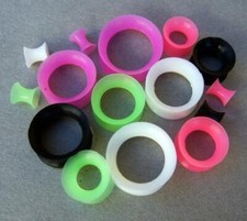 1 PAAR FLESH TUNNEL SILIKON TUBE DOUBLE FLARED FLEXIBEL SOFT OHR EAR 3 MM -22 MM