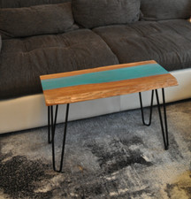 DESIGN COUCHTISCH EICHE EPOXIDHARZ Beistelltisch HANDMADE UNIKAT