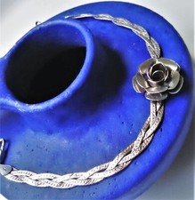 Armband Silber 925 Rose geflochten Blüte Blume Italien Italy antik Vintage